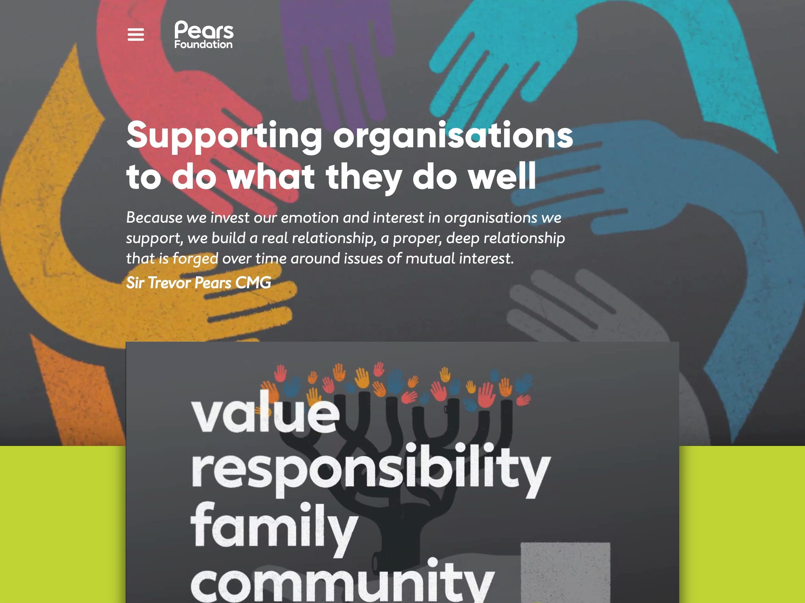 Pears Foundation website screenshot